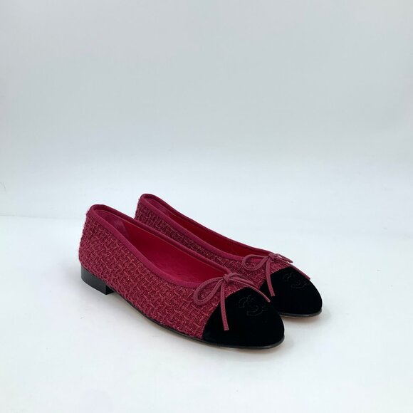 Chanel Pink Bow Woven Ballet Flats - Picture 2 of 9
